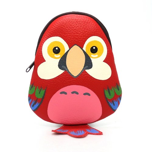 pipo89-dogs-cats 【雙11折扣】Red Parrot Macaw coin purse ,small wallet bag with zip.various card pocke