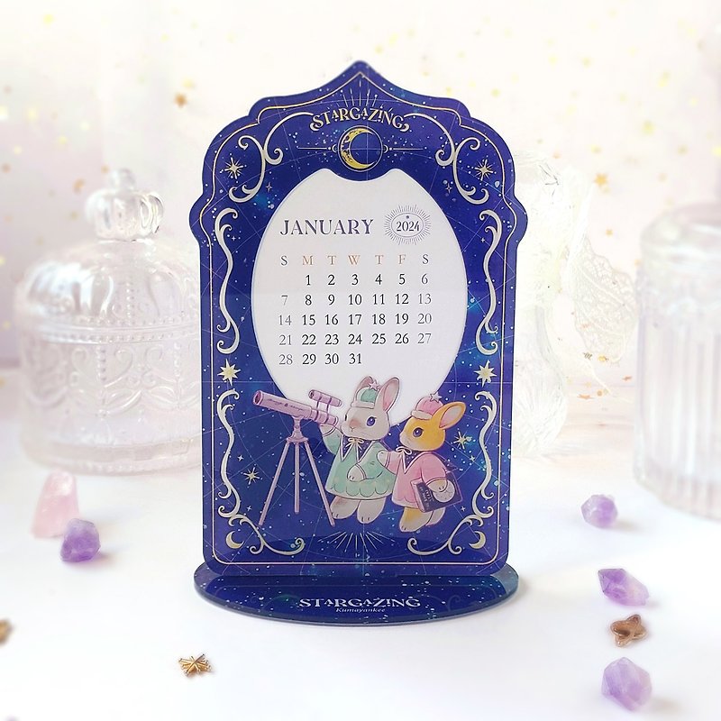 Stargazer Rabbit Acrylic Card Calendar - Calendars - Acrylic 