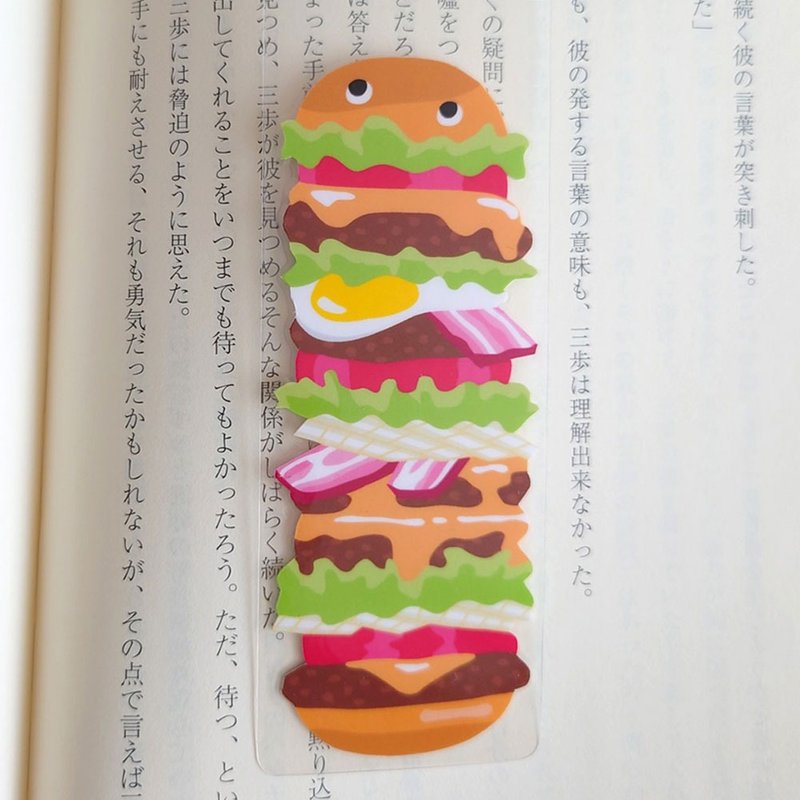 両面イラスト・読書のお供に・ラミネートしおり//ハンバーガー - 書籤 - 其他材質 橘色