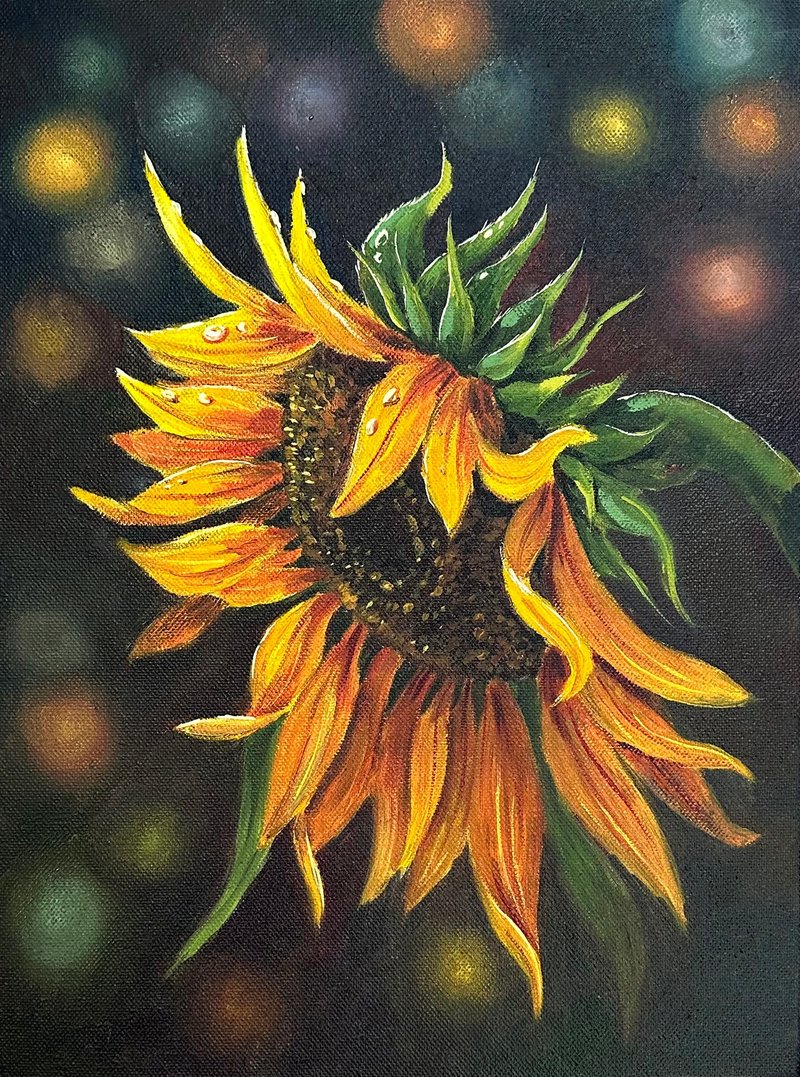 Bright Oil Painting with Sunflower - 壁貼/牆壁裝飾 - 其他材質 