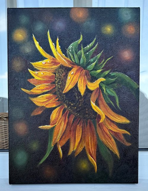 ひまわりの明るい油絵 - ショップ DervikArtStore ウォールデコ
