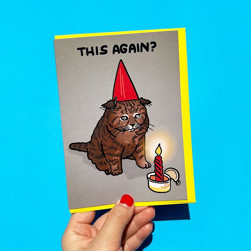 猫のミーム パターンの面白い誕生日カードです。これもまた面白い古い悲しい猫の誕生日カードです。 - カード・はがき - 紙 