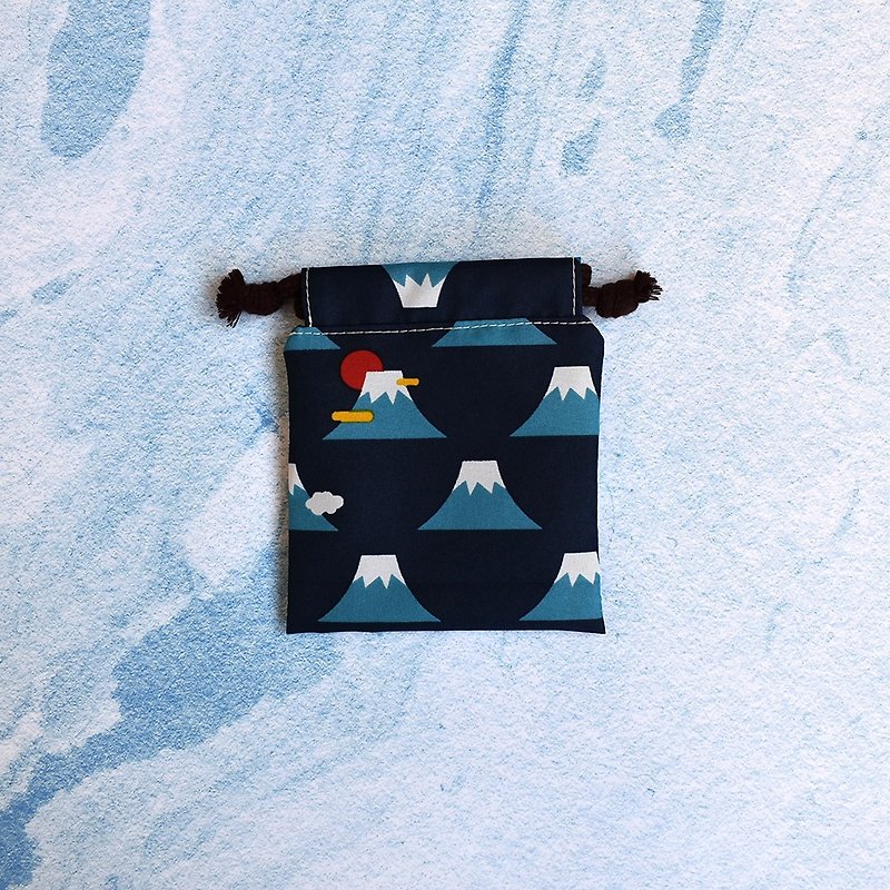 Small bunch pocket/ stamp bag_Mt.Fuji - Drawstring Bags - Nylon Blue
