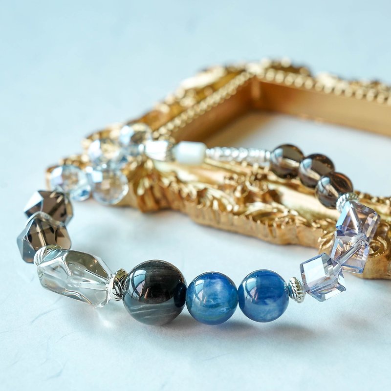 Sapphire Silver Stone citrine amethyst Austria || business communication ward off evil spirits and protect against villains crystal bracelet - Bracelets - Crystal Blue
