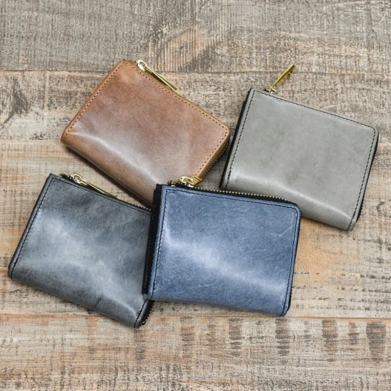 Made in Japan Tochigi Leather Mini Wallet Organize L-shaped Zipper Compact Skimming Prevention RFID Function Japan Name JAW027 - กระเป๋าสตางค์ - หนังแท้ หลากหลายสี
