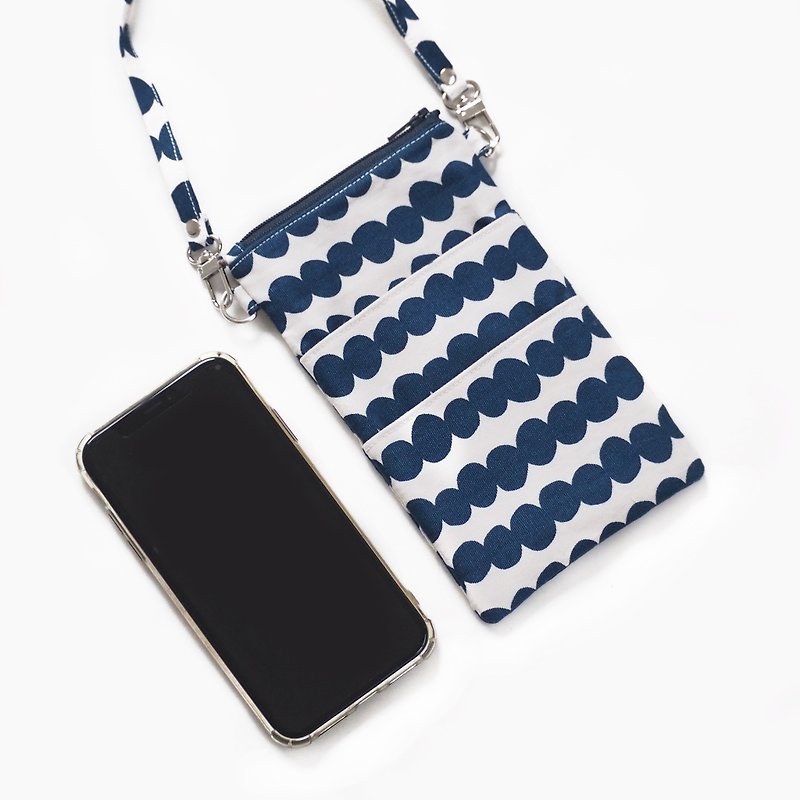 Minimal bag for phone - Minun Collection size11x18.5 cm. with lanyard - Other - Cotton & Hemp Blue