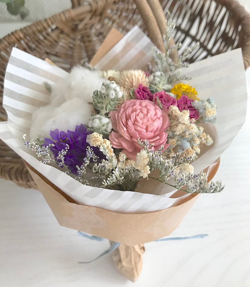 Masako 粉色浪漫 棉花索拉玫瑰繽紛系 乾燥花束 約會小禮 生日禮物   - 植栽/盆栽 - 植物．花 