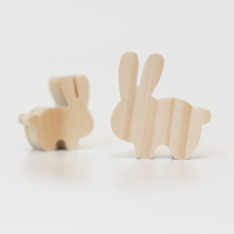 wagaZOO thick-cut modeling building block farm series-bunny rabbit, standing rabbit - Items for Display - Wood Khaki