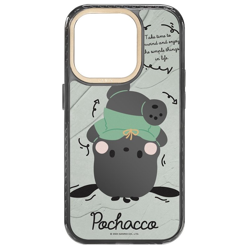 Pacha Dog Mirror Floor Action Magnetic Version Transparent Black Frame iPhone 16 15 14 13 Pro Max - เคส/ซองมือถือ - วัสดุอีโค สีดำ