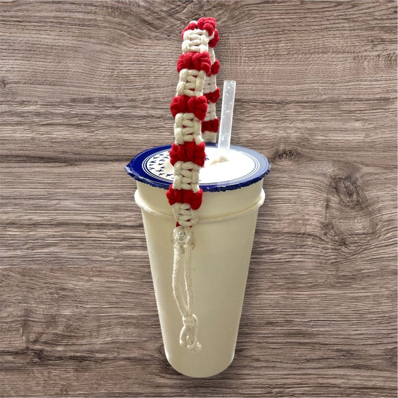 Hand-woven bow eco-friendly beverage strap/drink cup strap/hand-woven - ถุงใส่กระติกนำ้ - วัสดุอื่นๆ หลากหลายสี