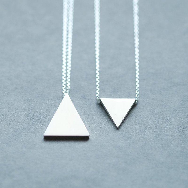 2-piece set) Triangle pair necklace, Silver 925 - สร้อยคอ - เครื่องเพชรพลอย สีเงิน