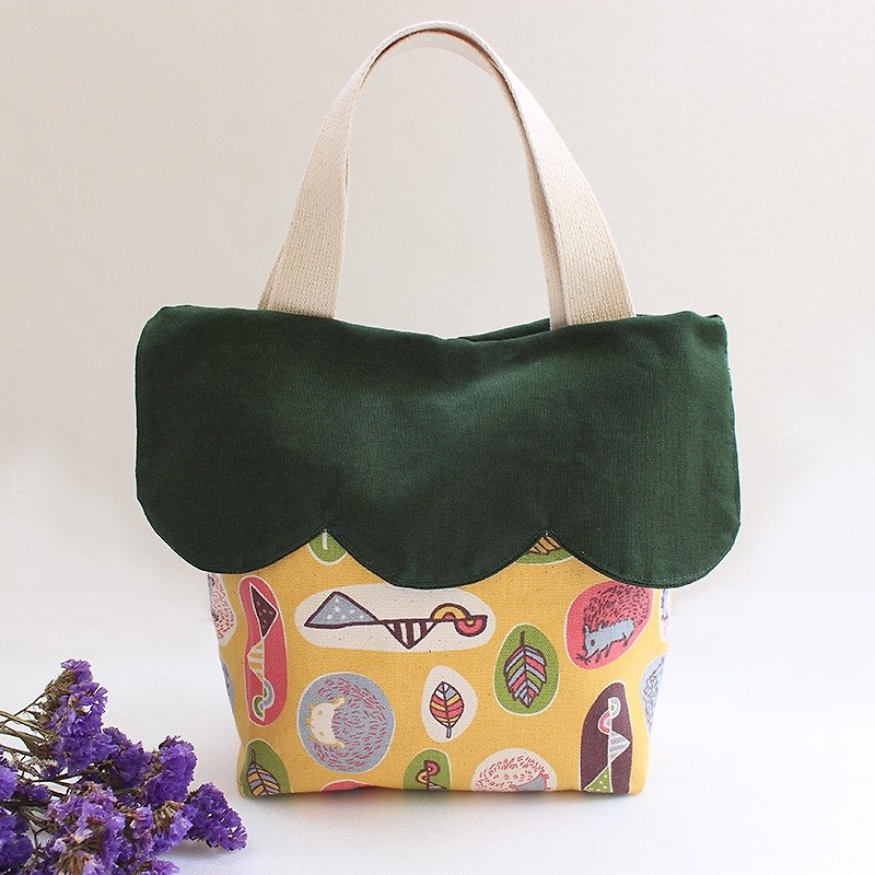 Cute hedgehog and tote color matching handbag - arc models - Handbags & Totes - Cotton & Hemp 