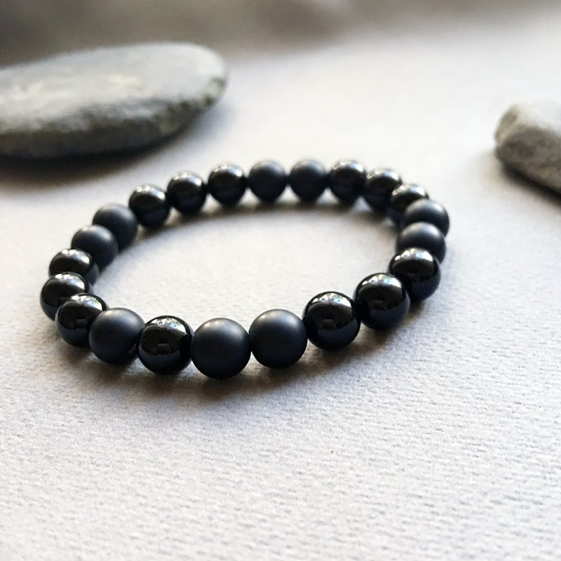 Chaplin 8mm-Natural Stone Bracelet Black Agate/Gift/Personality/Wearing/Customized/Boxed - Bracelets - Gemstone Black