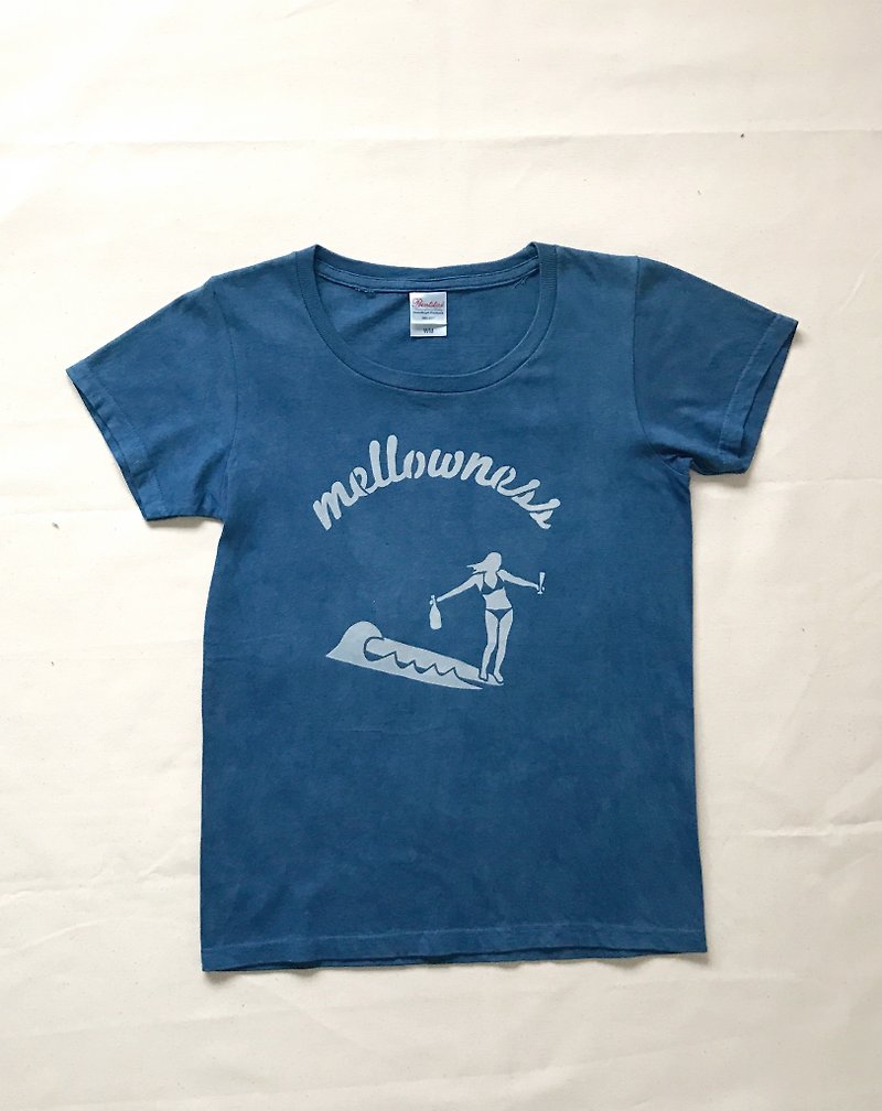 Indigo dyed 藍染 - mellowness TEE - 女 T 恤 - 棉．麻 藍色