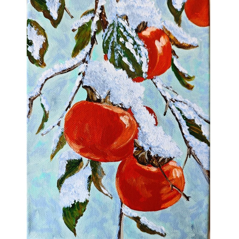 雪中柿子 冬季風景 原創藝術作品 由 RinaArtSK 創作 - 壁貼/牆壁裝飾 - 其他材質 多色