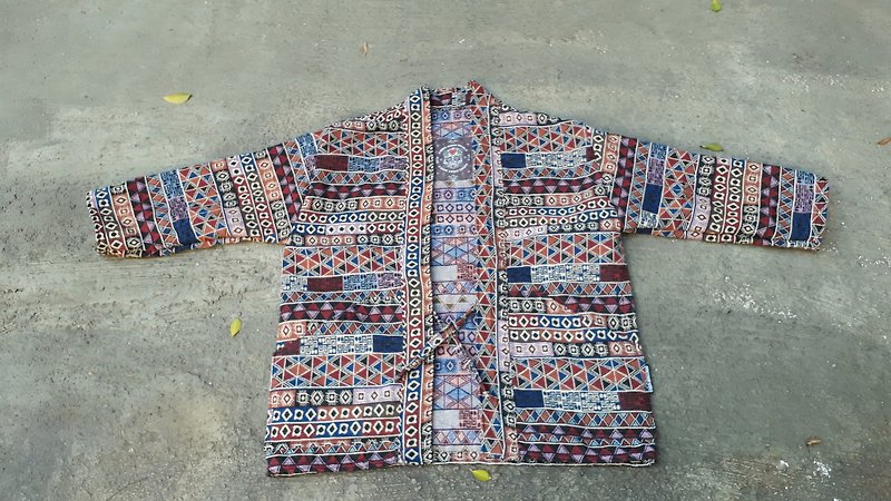 AMIN'S SHINY WORLD handmade KIMONO color geometric full version blouse coat - เสื้อโค้ทผู้ชาย - ผ้าฝ้าย/ผ้าลินิน หลากหลายสี