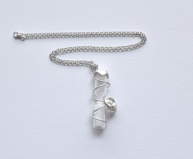 Rose mini-hourglass necklace 02, silver jewellery, 925 sterling