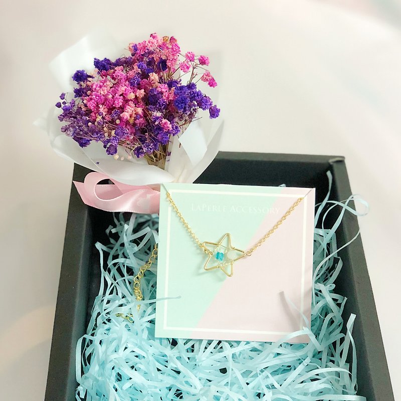 Dream Catcher Dry Flower Box Set Necklace Birthday Gift Christmas Star - Bracelets - Other Metals Gold