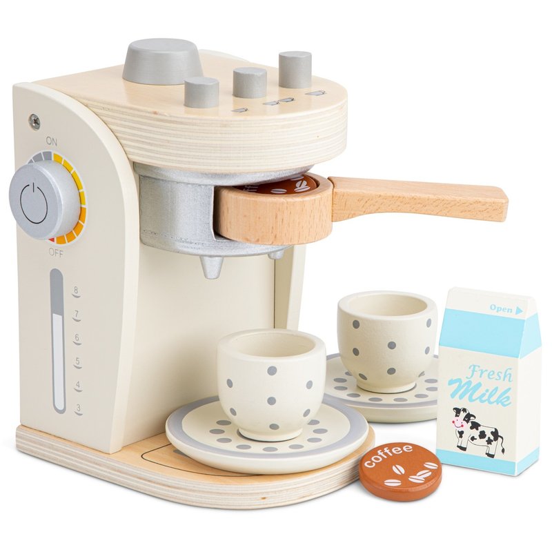 [New Classic Toys from the Netherlands] Wooden Jiajiajiu Coffee Machine - Elegant White - 10705 - ของเล่นเด็ก - ไม้ 