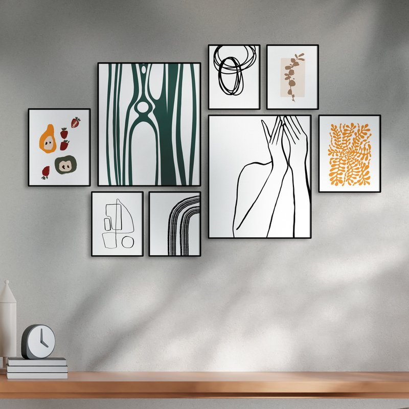 Inspiration flows/Eight hanging paintings in three sizes can be combined in any combination for wall arrangement without framed paintings and decorative paintings - โปสเตอร์ - วัสดุอื่นๆ 