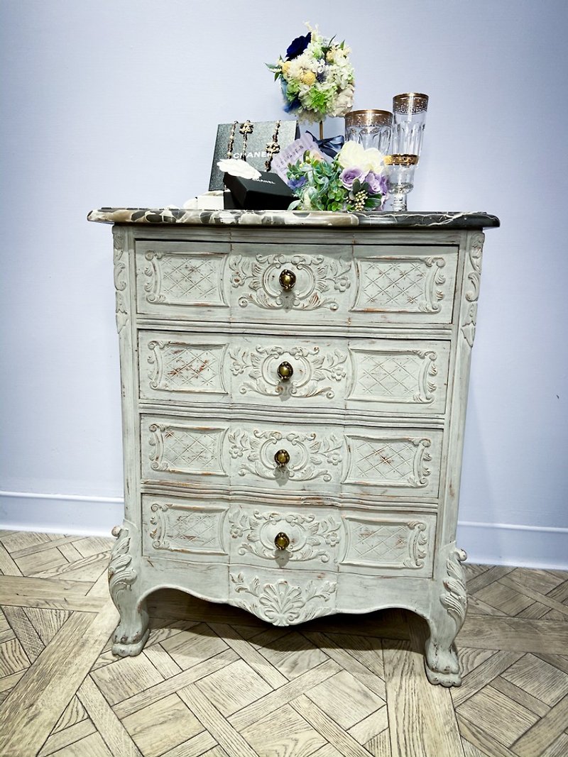 French small Trianon style marble chest of drawers - เฟอร์นิเจอร์อื่น ๆ - ไม้ สีเทา