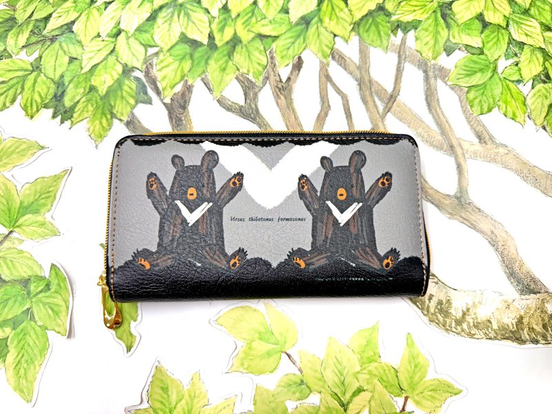 幸福設計大V小黑熊長夾 - 錢包/皮夾/長短夾 - 人造皮革 黑色