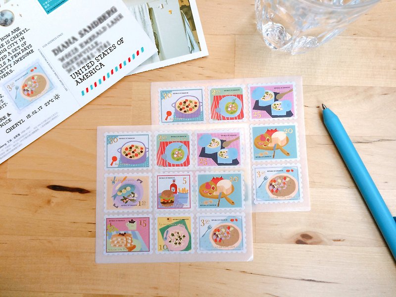 Dimengqi On The Table stamp sticker colorful two / hand account special - Stickers - Paper Multicolor
