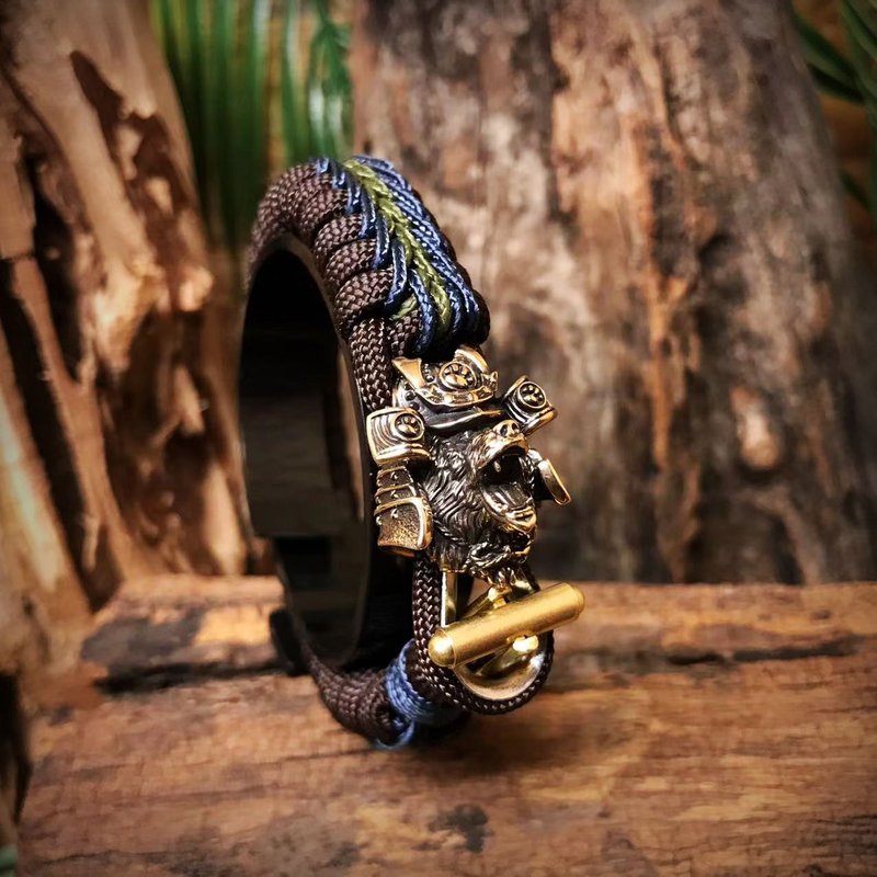 STRING MAN傘繩士-【客製化】傘繩手環銅飾品-左翼熊將軍、熊 - 手鍊/手環 - 銅/黃銅 