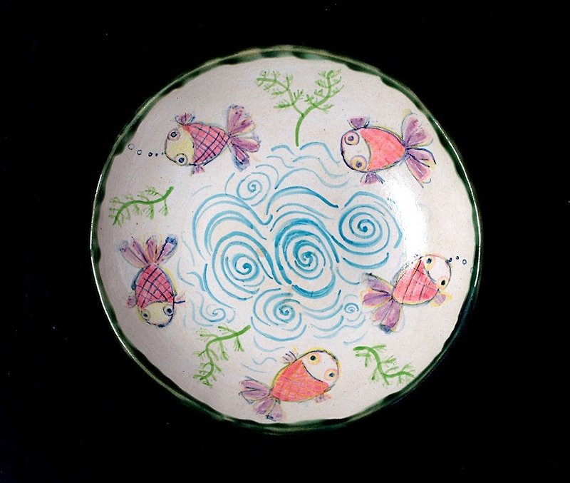 Drawing-like goldfish drawing plate - Small Plates & Saucers - Rubber Red