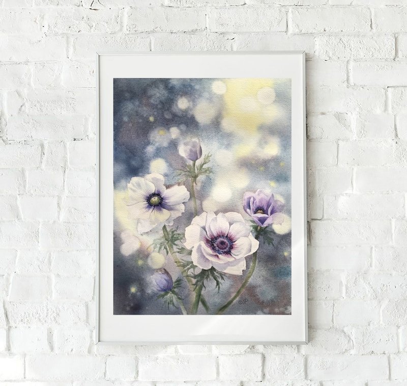 Painting Original Flowers Watercolor Art Paintings - โปสเตอร์ - กระดาษ ขาว