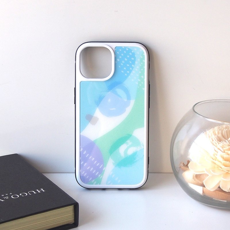 Tempered Glass iPhone Case - Aqua-coloured watercolours - - Phone Cases - Plastic Blue