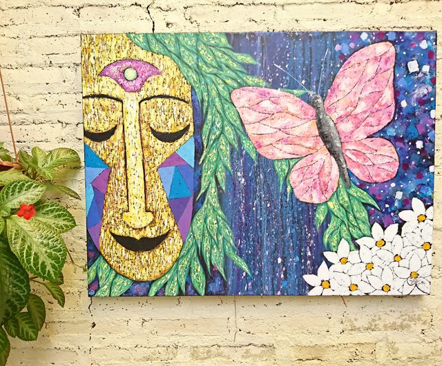 Original Contemporary Mask Painting －Flow Of Nature 7 - Shop