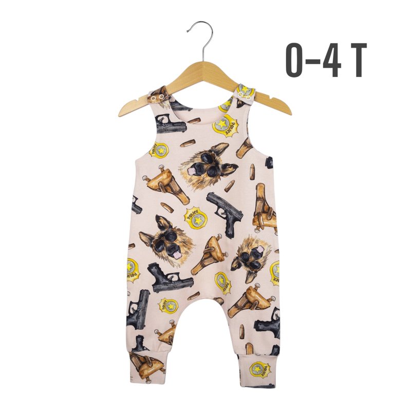 Policeman baby romper,baby boy romper,baby girl romper,baby overalls,kids romper - 包屁衣/連身衣 - 棉．麻 多色
