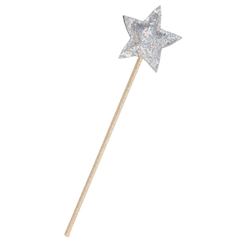 UK Mimi & Lula AW23_Dress Up Party-Shiny Silver Star Magic Wand - Baby Accessories - Polyester 