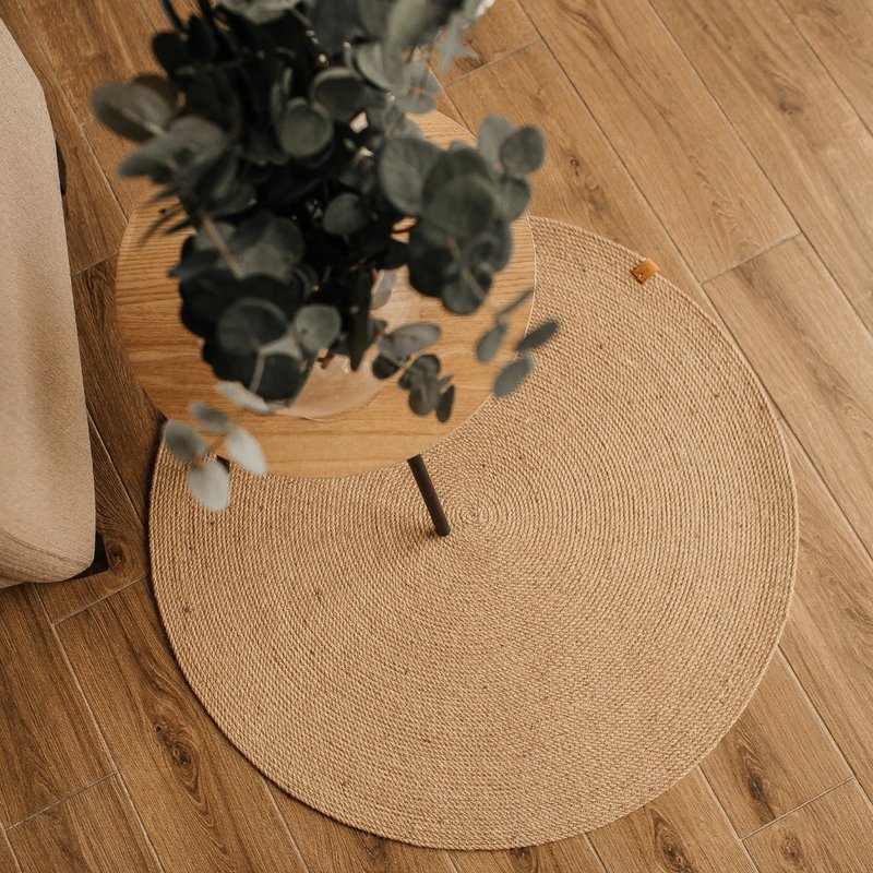 Jute rug Living Room Circle Handmade Rug Boho Eco Friendly Jute Modern  Runner - 地墊/地毯 - 環保材質 