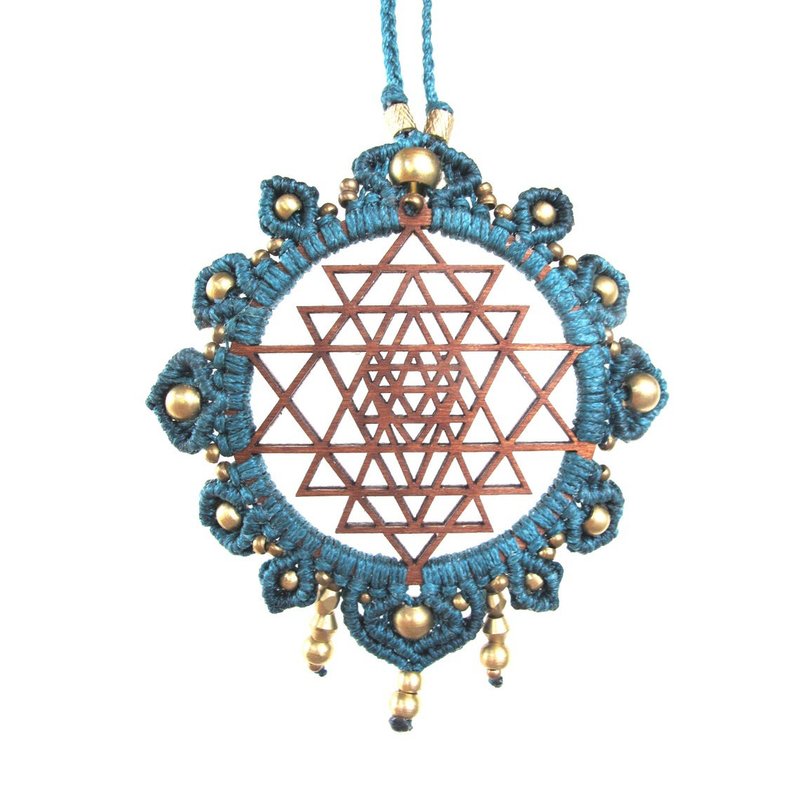 Wood Sri Yantra necklace - 項鍊 - 木頭 咖啡色
