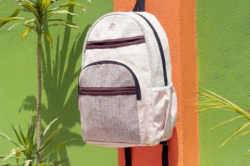 After a limited edition Valentine's Day gift hand-stitching design cotton Linen backpack / shoulder bag / ethnic mountaineering bag / Patchwork bag / hand-woven bag - Caramel take the iron ethnic backpack - Backpacks - Cotton & Hemp Khaki
