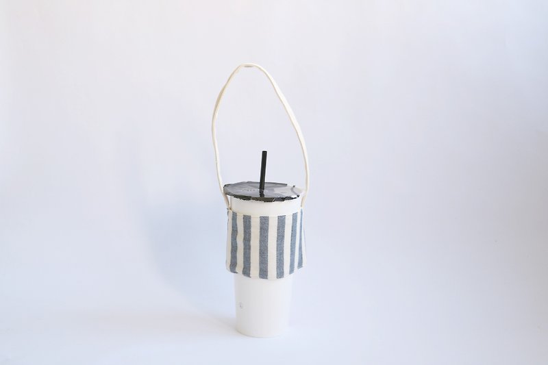 MaryWil Eco Cup Set Beverage Bag Lightweight - Thick stripes - ถุงใส่กระติกนำ้ - ผ้าฝ้าย/ผ้าลินิน สีน้ำเงิน