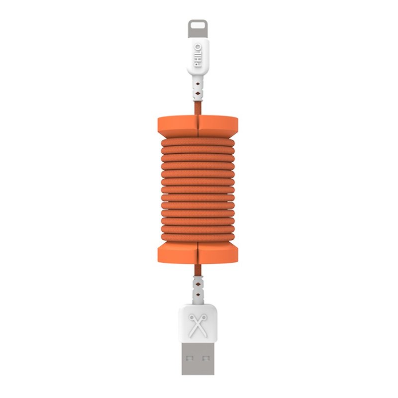 Italian PHILO Lightning - USB transmission line colorful braided 100cm Orange 8055002390354 - ที่ชาร์จ - พลาสติก สีส้ม