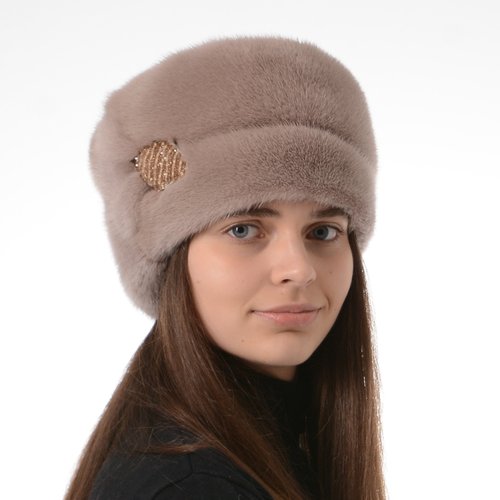 FurStyleUA Women's Winter Soft Mink Warm Hat Made of 100% Real Mink Fur with Big Decoration