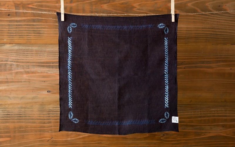 The indigo tie-dye Organic linen handkerchief (bandana) - อื่นๆ - ผ้าฝ้าย/ผ้าลินิน สีน้ำเงิน
