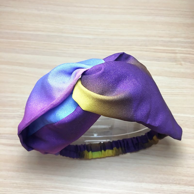 Colorful purple handmade cross hair band elastic hair band - ที่คาดผม - ผ้าฝ้าย/ผ้าลินิน หลากหลายสี