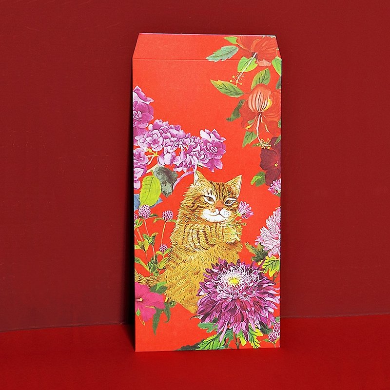Lucky Beast Red Envelope Bag-Garden Cat/5 pieces - Chinese New Year - Paper Red