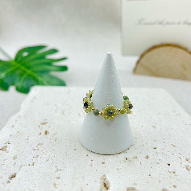 Zhimei natural stone bead ring - แหวนทั่วไป - เครื่องประดับพลอย สีเขียว