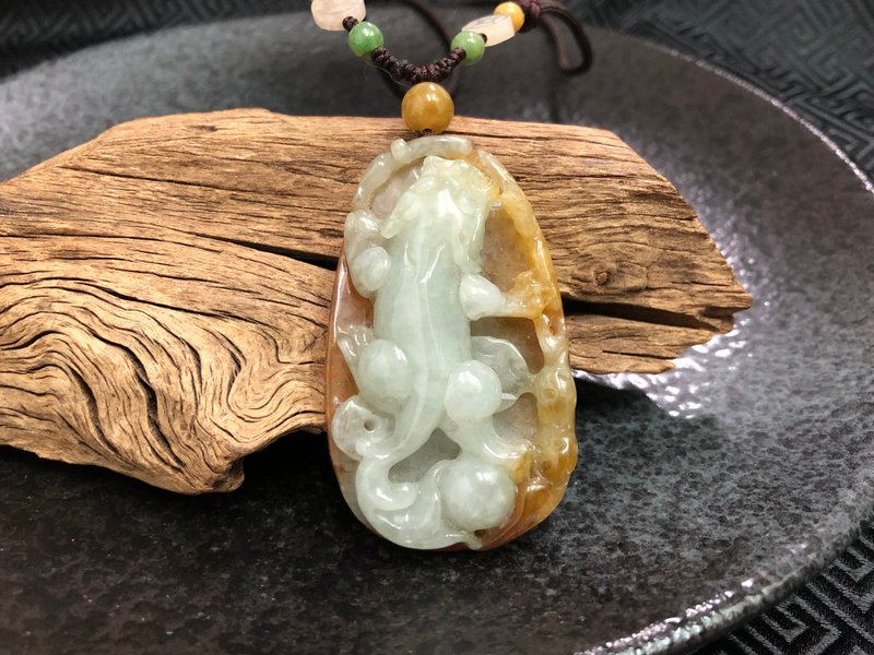 Natural A Goods Burmese Jade Jade Necklace, Yellow Jade Honey, Yellow Lucky Fortune - สร้อยคอ - หยก หลากหลายสี