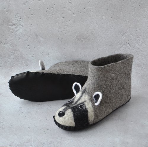 Natural discount raccoon slippers