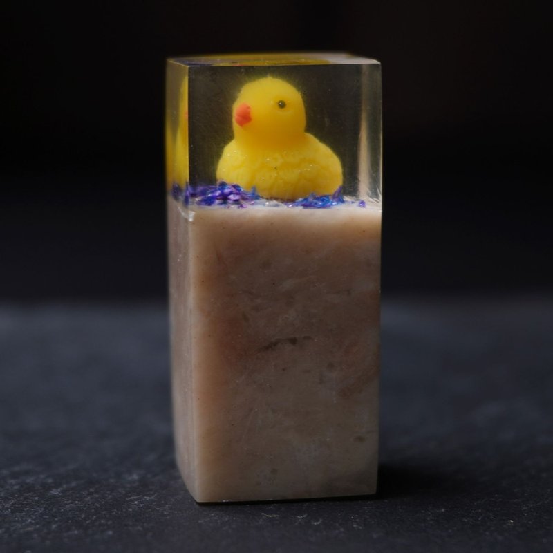 客製化手工印章-|可愛小鴨樹酯印章 1.7x1.7 CM|篆刻印章 - 印章/印台 - 石頭 