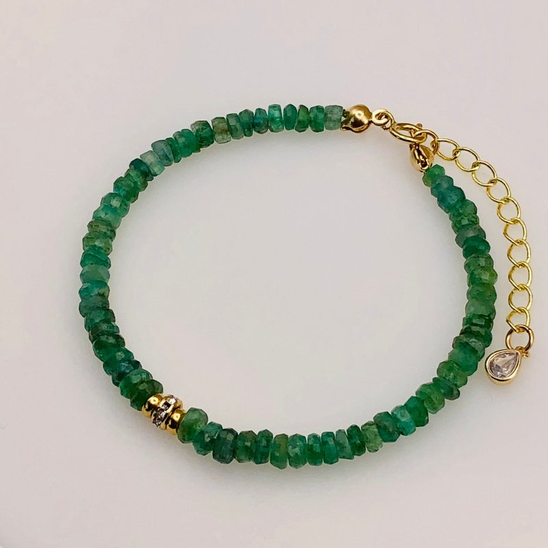 ITS-B808【Gemstone・Emerald】Natural Gemstone 14KGF bracelet. - Bracelets - Gemstone Green