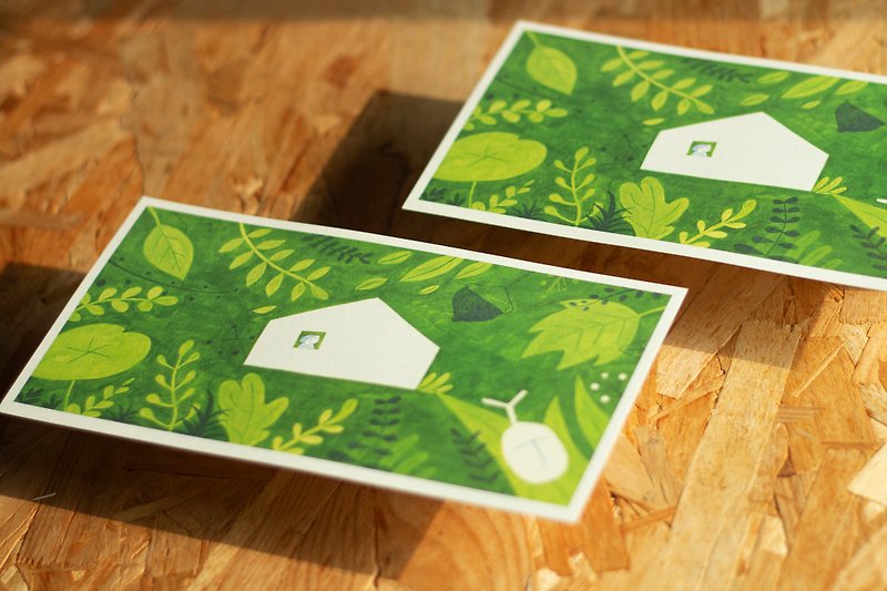 森の中の小さな家 |  ポストカード - カード・はがき - 紙 グリーン