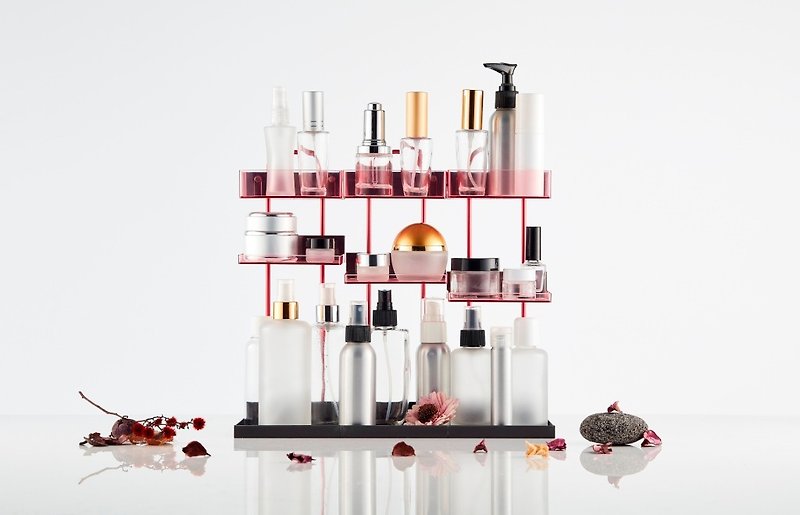 磁吸式創意化妝品收納架-3入組-粉紅